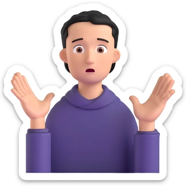 anxious man with hands outstretched in begging position with worried fearful expression sticker