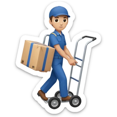 Foot courier with hand truck,Delivery Crew sticker