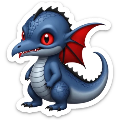 midnight blue-gray-black, with red markings, white belly, scaley vampiric batty bat-Bastet-Noibat-Lykoi-Gatomon-Digimon-Fakémon-Pokémon-creature (full body) sticker