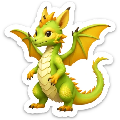 Orange-Banana-Pear-themed "Dutch Angel Dragon"-"Vernid"-"Trico"-furry-Fakémon-hybrid-creature (full body) sticker