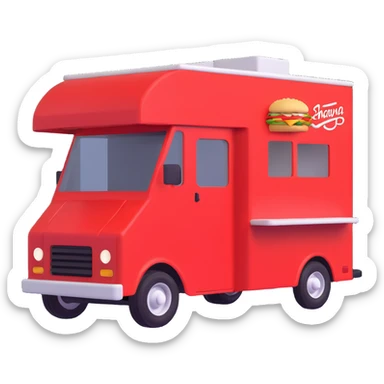 generate me a 3D red truck shawarma food truck sticker