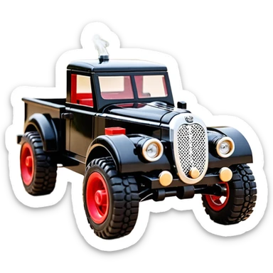 1:10 off-road lcg smoking Basher Wednesday Adam’s 1954 blackened tarnished hotrod streamlined Lego jaguar extended cab rc pickup (ridiculously extra wide low-profile pin tires without fenders) sticker