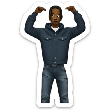 Travis scott qui soulève une pancarte sur laquElle il ya écrit “ok le boss” sticker