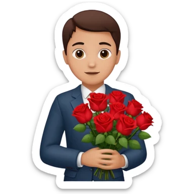 roses boquet in one hand held boquet sticker