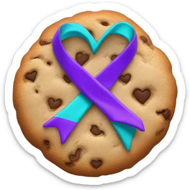 Cookie heart with purple teal awareness ribbon loop sticker