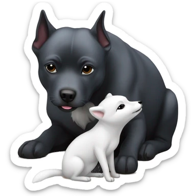 Dark great Staffy dog kissing an arctic fox sticker