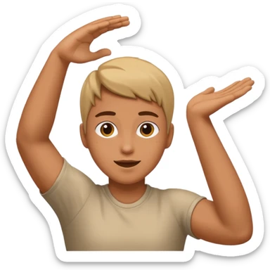 3D emoji style person throwing, arm extended, centered, soft shadow, white background. sticker