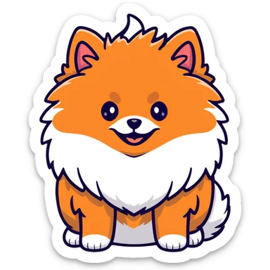 cute Pomeranian spitz dog with fluffy fur and happy expression sticker