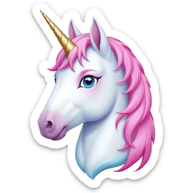 head of an anthropomorphised female unicorn horse, relaxed pose sticker