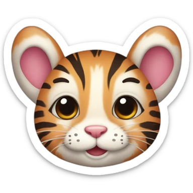 cute bunny with tiger stripes and a bear face sticker