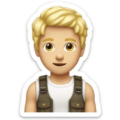 Boy with blond hair and tank top sticker