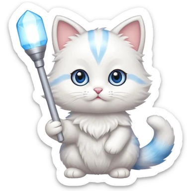 chibi cute cat holding a light stick sticker