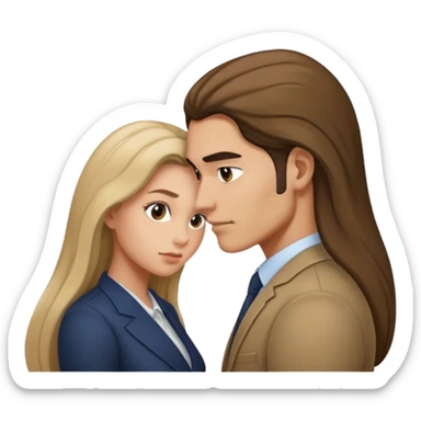 A women being bent over behind a man sticker