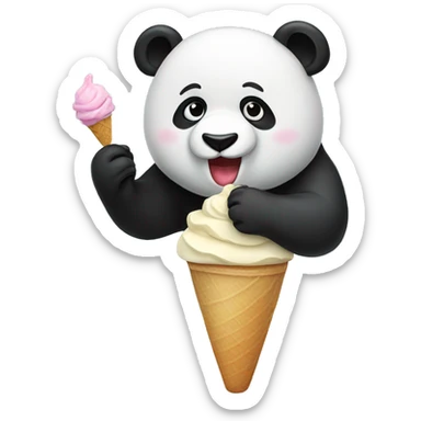 Panda eating ice cream sticker