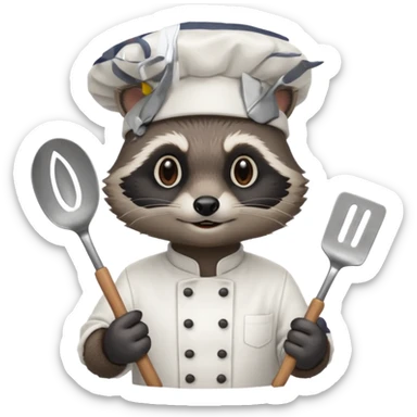 chef black raccoon sticker