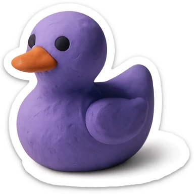 purple duck in claymation style sticker