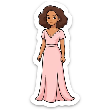 vintage rococo mixed woman with brown hair and light skin in a light pink beautiful gown sticker