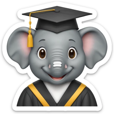 happy elephant wearing a graduation cap sticker