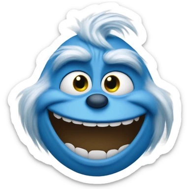 Blue grinch smiling sticker