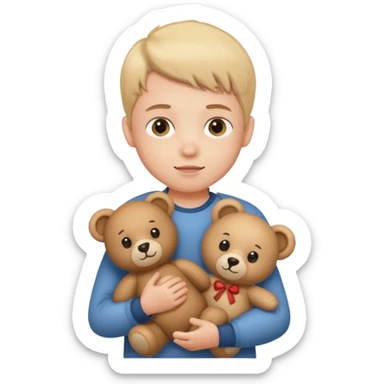 kid with teddy bear sticker