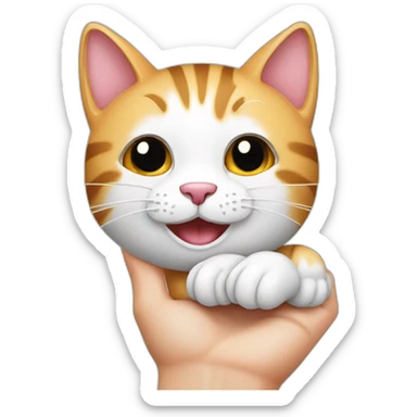 A hand caress an happy cat sticker