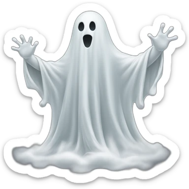 ghost emerging and ejectng a spray of greyish white milky substance from lower torso in all directions sticker