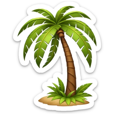 palm tree bending in heavy wind, leaves blowing dramatically, dynamic motion, emoji style, no background sticker