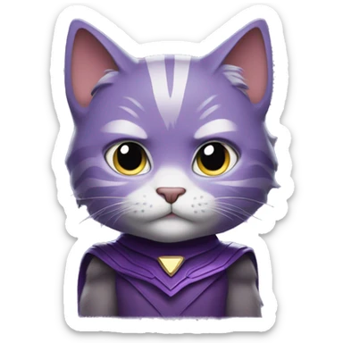 Purple cat in Thor costume sticker