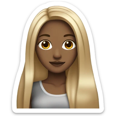 Tan girl with long black and blonde highlights sticker