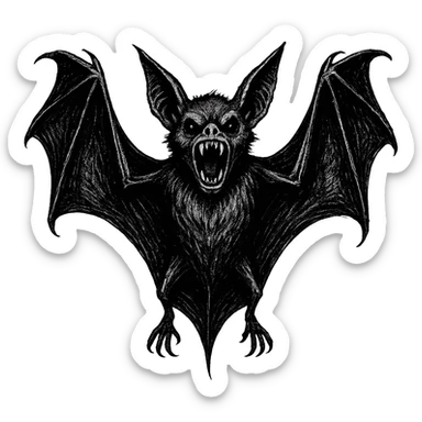 Halloween bat, make scary position, remove background   sticker