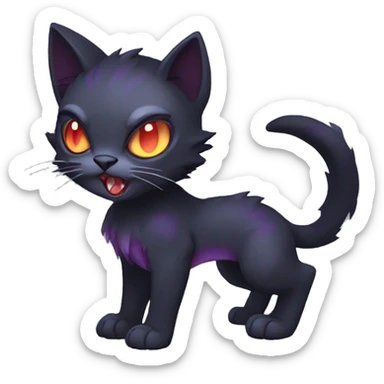 cool edgy fantasy dark-shadow-themed animal vampiric cat hybrid Fakemon full body sticker