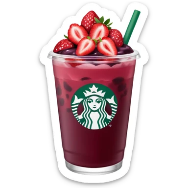 Starbucks strawberry açaí refresher with strawberries sticker