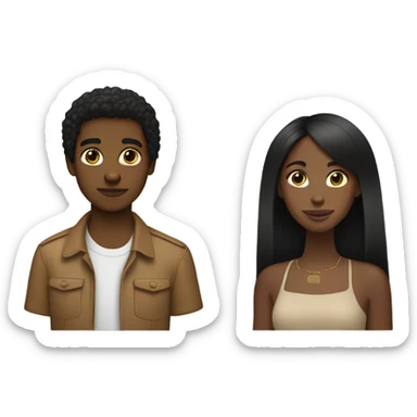 Black girl with straight hair with a tan Honduran boy with black hair  sticker