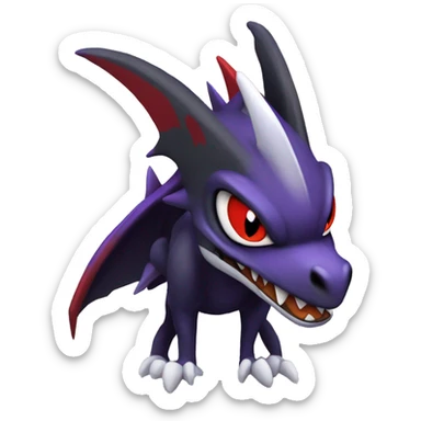 Black Cool Edgy Nargacuga-Garchomp-Noivern-Noibat Fakémon  with White and Red and purple and black Edgy markings sticker