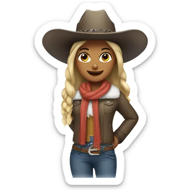 Girl with cowboy hat in the snow sticker