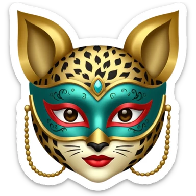 leoğard with glamorous masquerade mask sticker