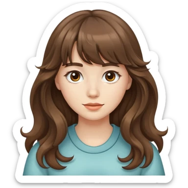 Wavy girl with bangs, brown hair with and white skinned girl long hair sticker