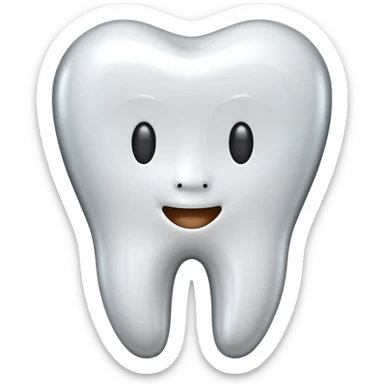 human tooth emoji, smooth chrome ceramic-metal texture, clean medical luxury aesthetic, isolated on white, no face sticker