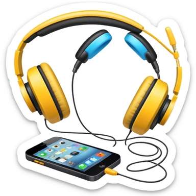 2010 music playlist icon with headphones and smartphone sticker