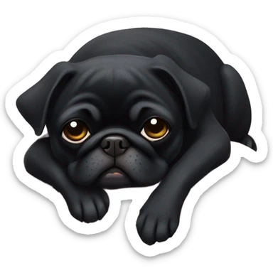 Black pug asleep sticker