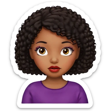 Glamourous, brown skin tone, very beautiful toddler, with big plump lips, long long lashes, black curly short hair, brown eyes sticker