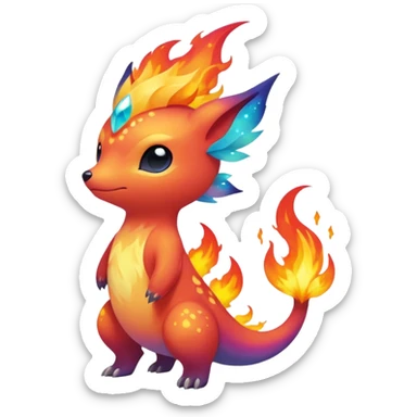 Elemental Forty Fiery Sparky Fierce Colorful Gradient Sparkly Nebular Starry Flaming Viney Vinal Dusky Aurorus-Amaura-Auroras-Pokémon-Fakémon-creature sticker