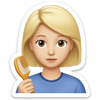 blonde person using a comb on their hair sticker