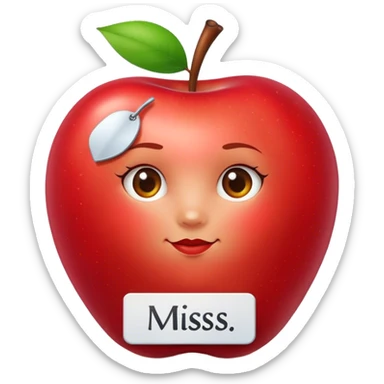 apple for a teacher with a “miss martinez” name  sticker