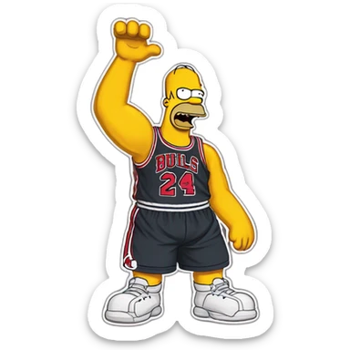 homer simpson wearing a chikago bulls jersey sticker