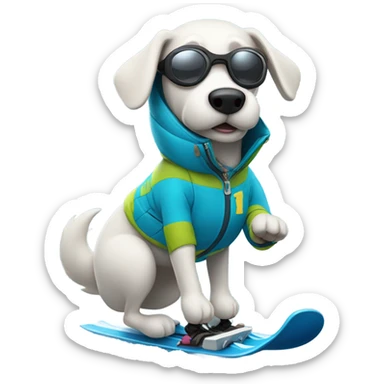 A dog skiing sticker