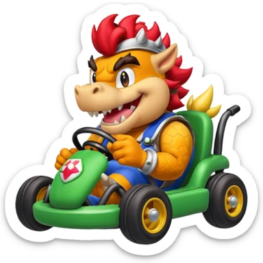 Bowser fait du kart sticker