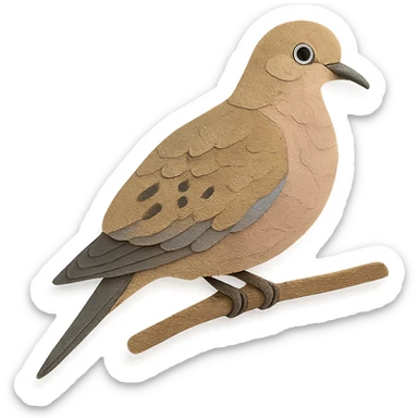 mourning dove sitting on a branch, delicate paper layers, realistic markings, naturalistic pose sticker