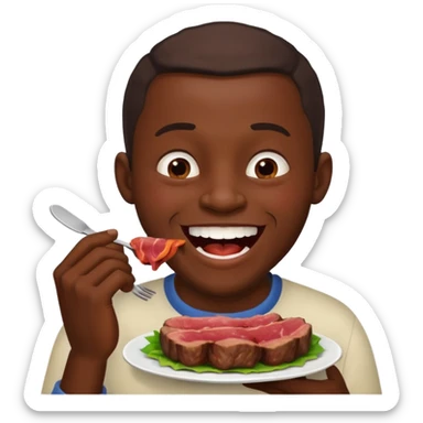 An African man eating meat and laughing  sticker