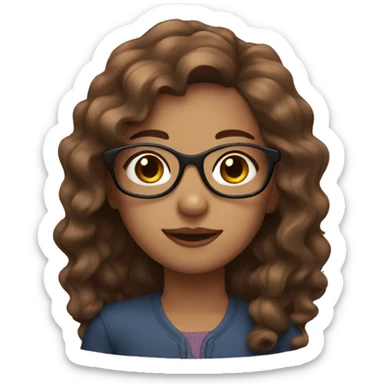 Fair skin girl with wavy brown hair, and glasses  sticker